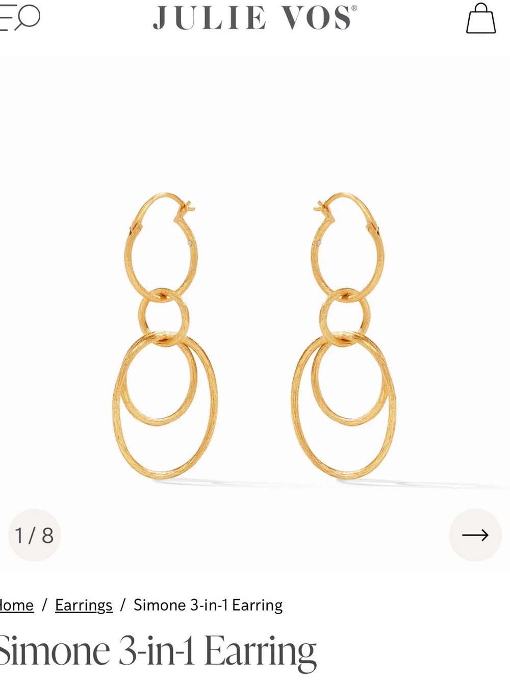 Julie Vos Gold Simone 3-in-1 Hoop Drop Earrings